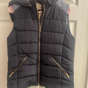 Ci Sono Women Gorpcore Winter Black & Gray Puffer Vest w/Hood Size M Cabincore